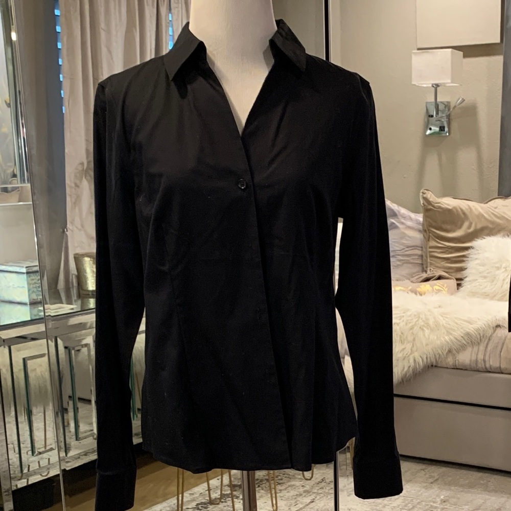 NWT Jones New York BLACK BUTTON SHIRT small